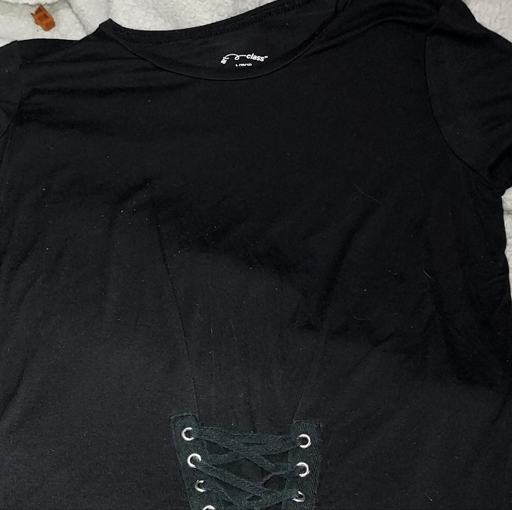 Black shirt with front lace up